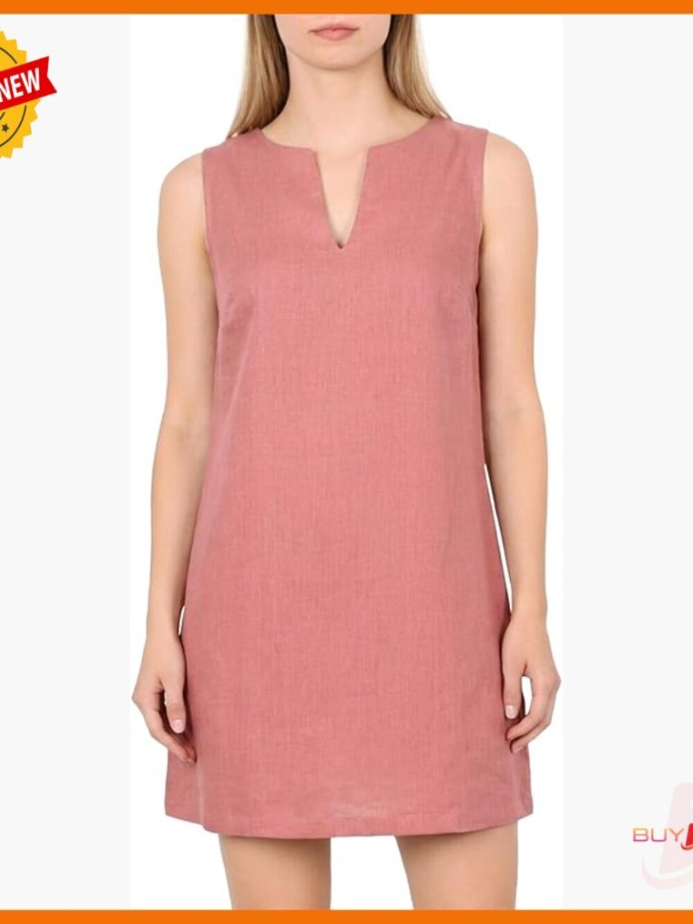Women's Linen Sleeveless V-Neck Mini Dress Casual Summer Tank